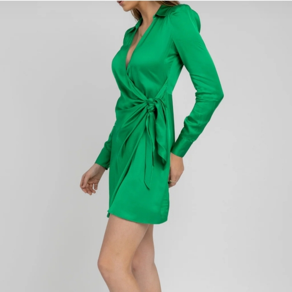 H&M Sateen Wrap Mini Dress Size L MSRP $148 - Picture 3 of 8
